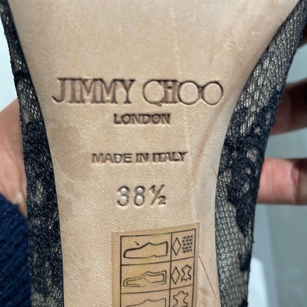 JIMMY CHOO lace and patent leather tip in black size EU 38.5 - Picture 12 of 14